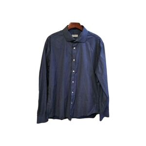 Men Michael Kors Blue White Lines Button Down Dress Shirt. Xl